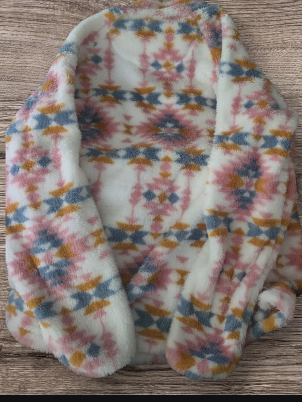 Cozy Pink & Patterned Fleece Pullover By Simply Southern Size Large Sherpa - Picture 2 of 4